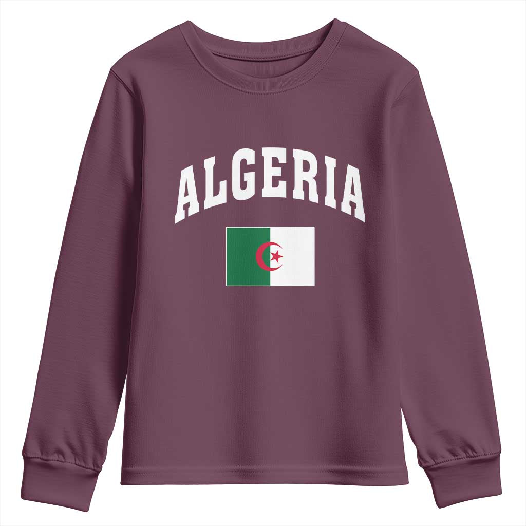 Classic Algeria Varsity Athletic Style Youth Sweatshirt Proud Patriotic Algerian Flag