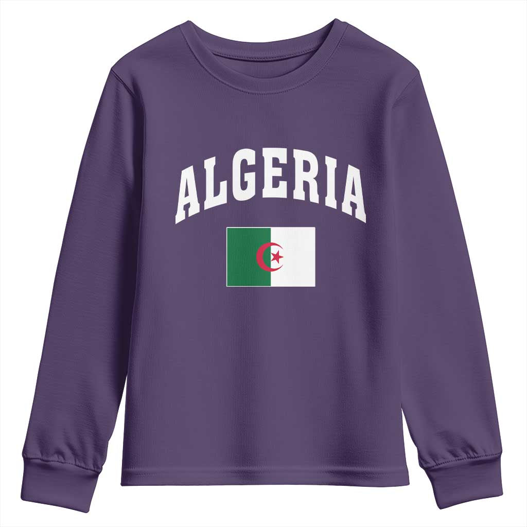 Classic Algeria Varsity Athletic Style Youth Sweatshirt Proud Patriotic Algerian Flag