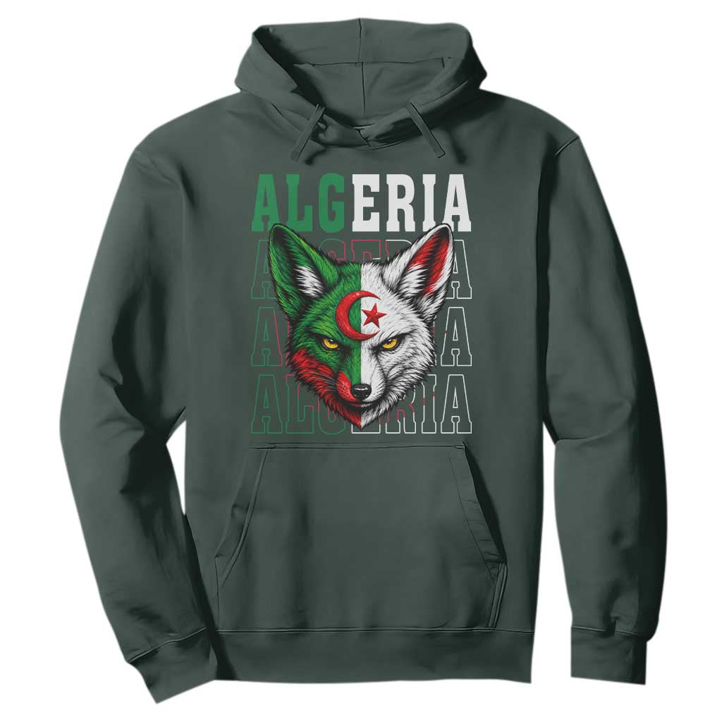 Algerian Fennec Fox Face Algeria National Flag Graphic Hoodie Proud North African Desert Animal