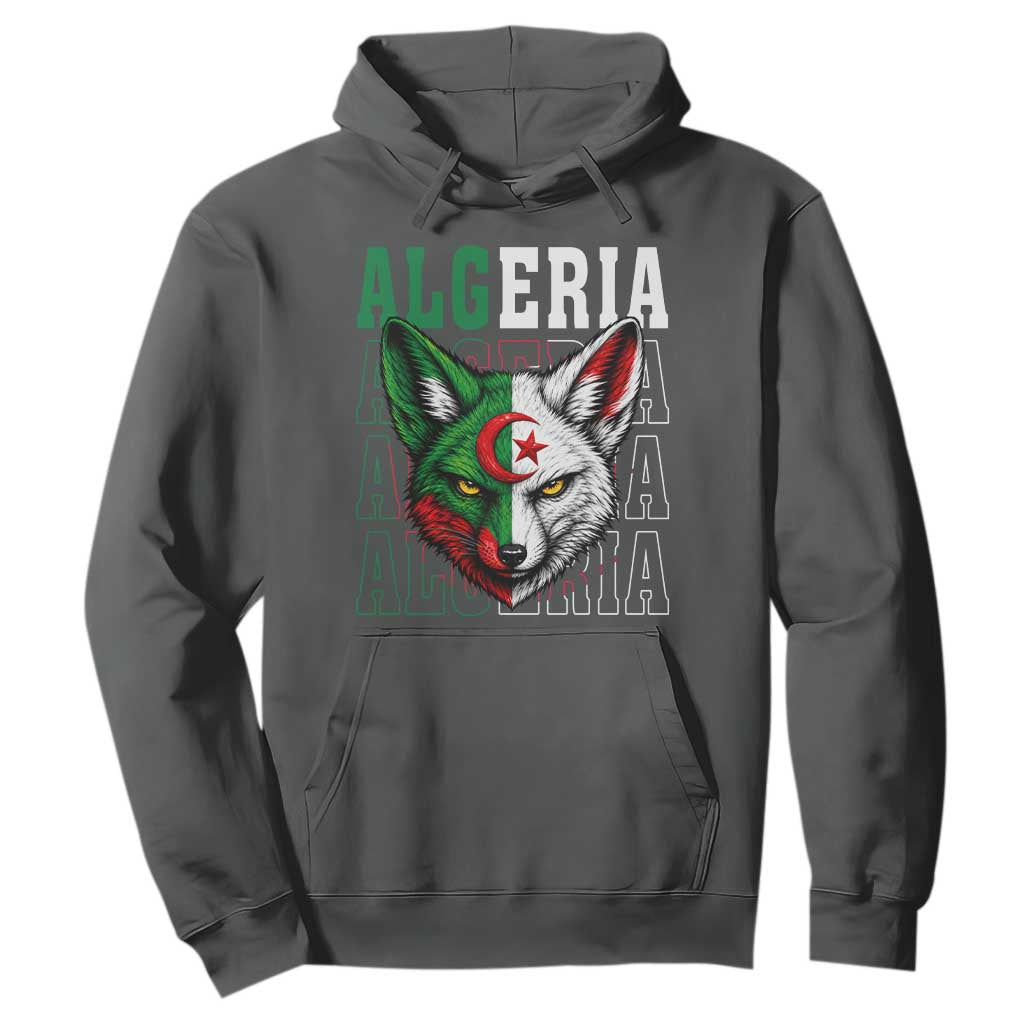 Algerian Fennec Fox Face Algeria National Flag Graphic Hoodie Proud North African Desert Animal