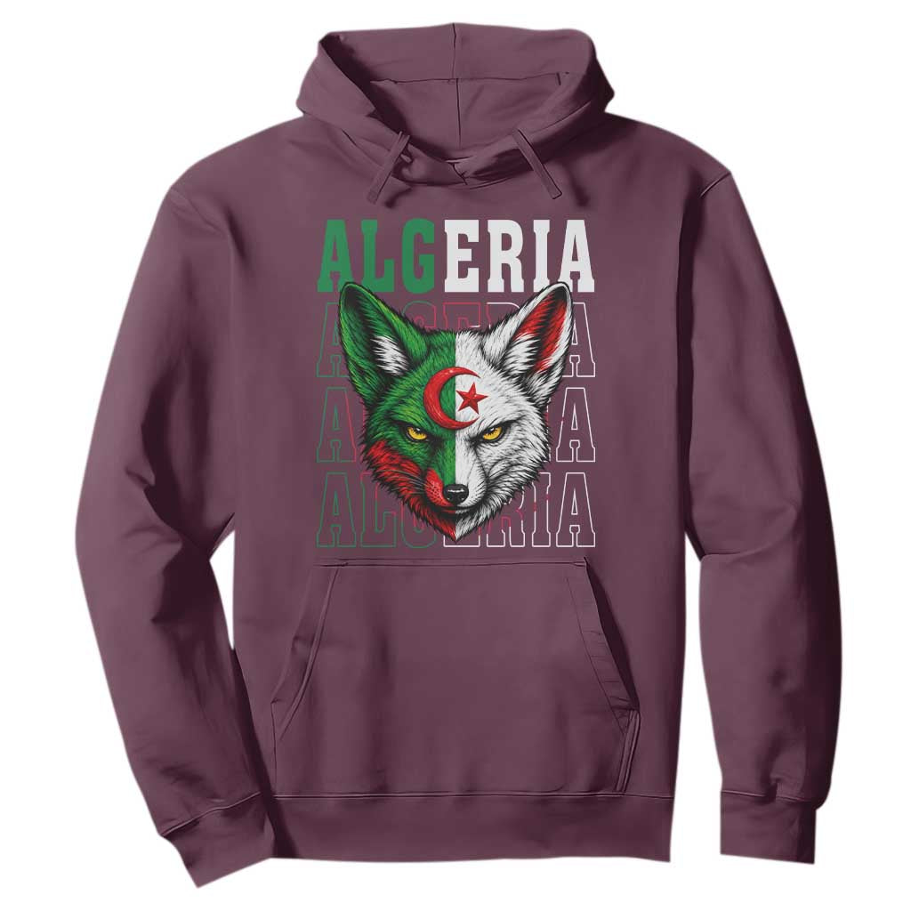 Algerian Fennec Fox Face Algeria National Flag Graphic Hoodie Proud North African Desert Animal