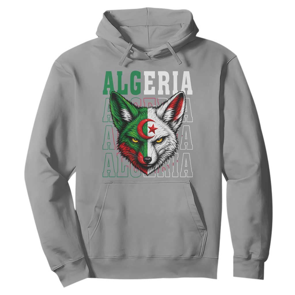 Algerian Fennec Fox Face Algeria National Flag Graphic Hoodie Proud North African Desert Animal