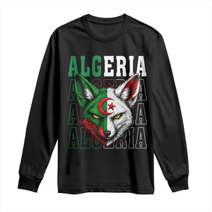 Algerian Fennec Fox Face Algeria National Flag Graphic Long Sleeve Shirt Proud North African Desert Animal