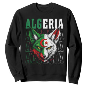 Algerian Fennec Fox Face Algeria National Flag Graphic Sweatshirt Proud North African Desert Animal