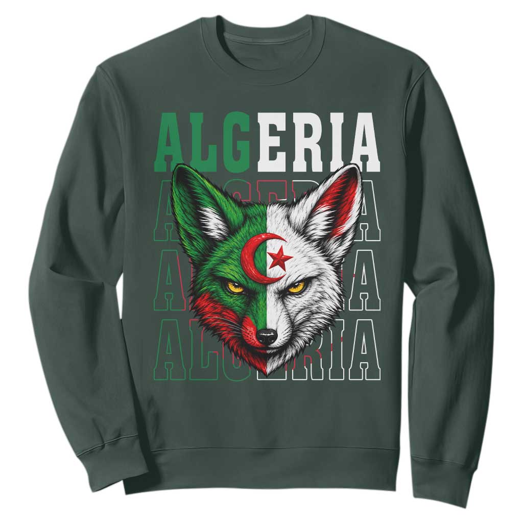 Algerian Fennec Fox Face Algeria National Flag Graphic Sweatshirt Proud North African Desert Animal