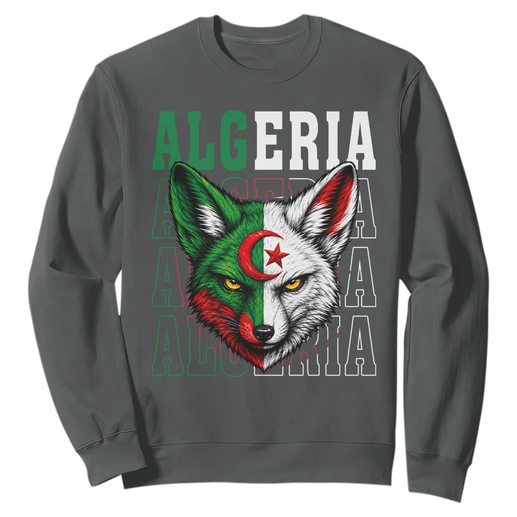 Algerian Fennec Fox Face Algeria National Flag Graphic Sweatshirt Proud North African Desert Animal