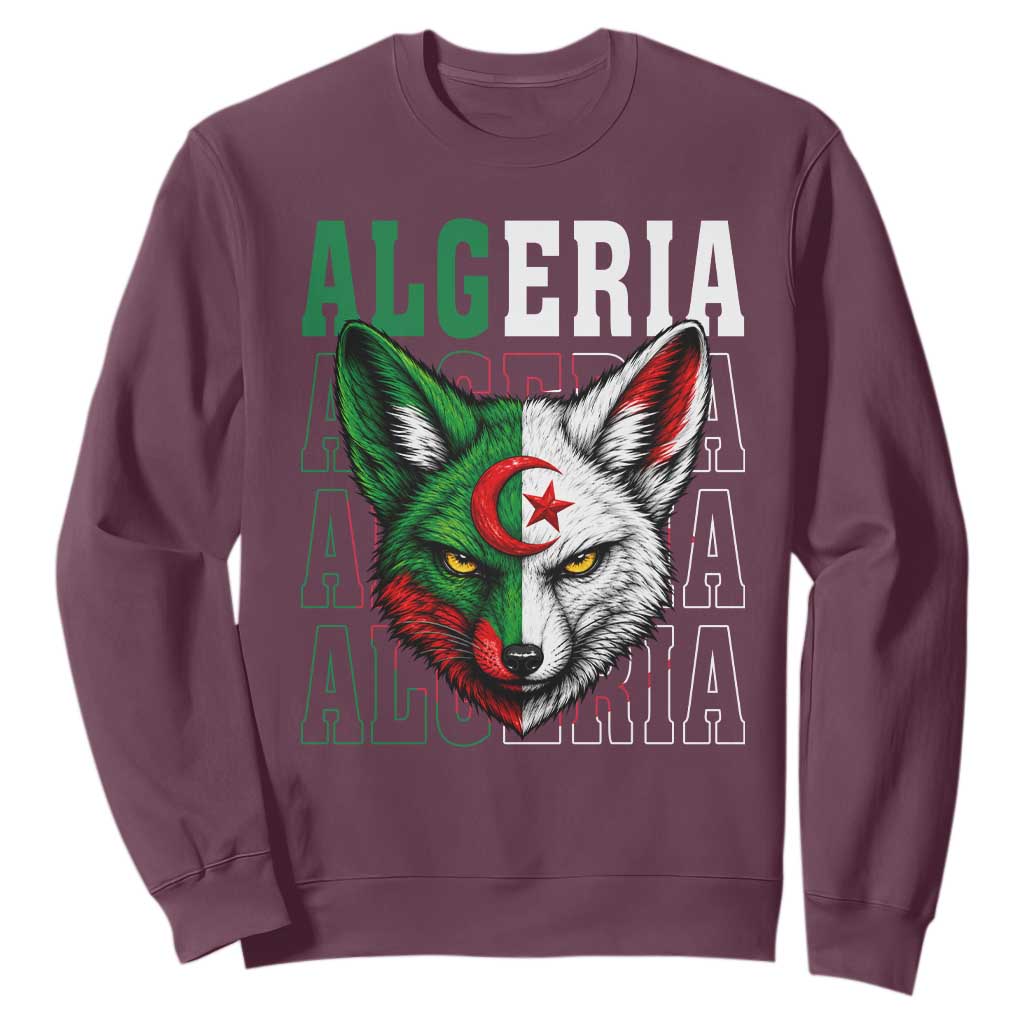 Algerian Fennec Fox Face Algeria National Flag Graphic Sweatshirt Proud North African Desert Animal