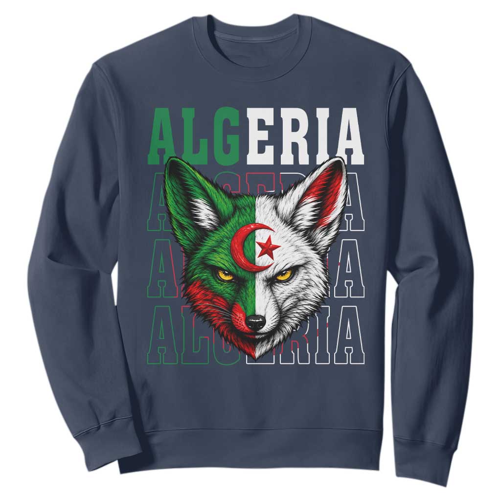 Algerian Fennec Fox Face Algeria National Flag Graphic Sweatshirt Proud North African Desert Animal