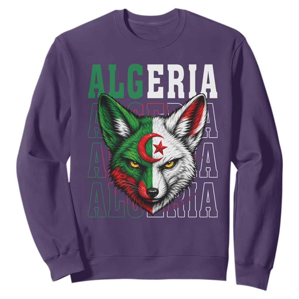 Algerian Fennec Fox Face Algeria National Flag Graphic Sweatshirt Proud North African Desert Animal