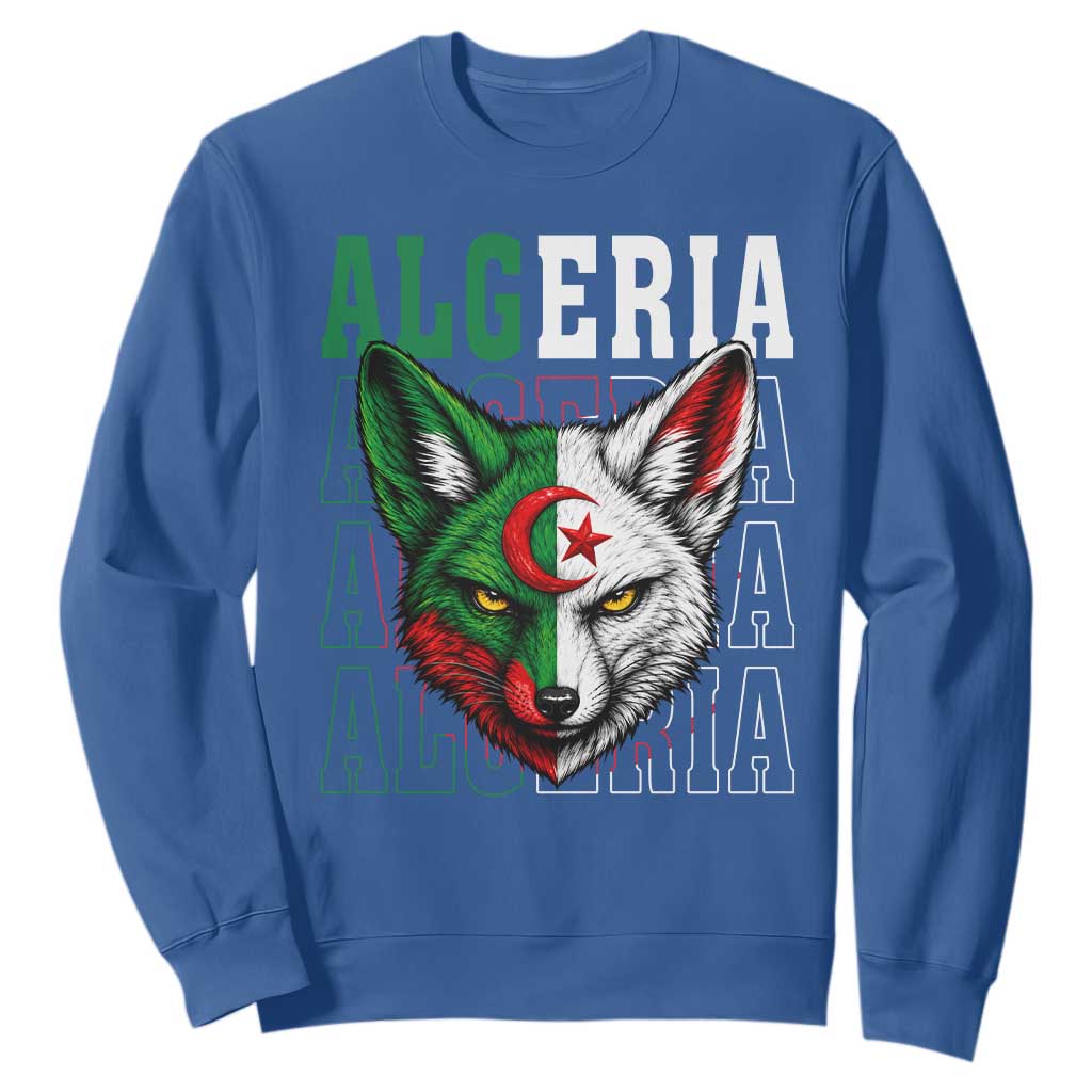 Algerian Fennec Fox Face Algeria National Flag Graphic Sweatshirt Proud North African Desert Animal