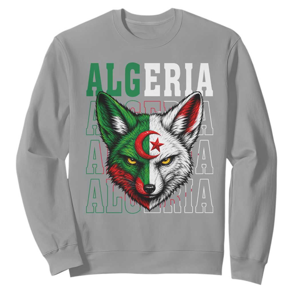 Algerian Fennec Fox Face Algeria National Flag Graphic Sweatshirt Proud North African Desert Animal