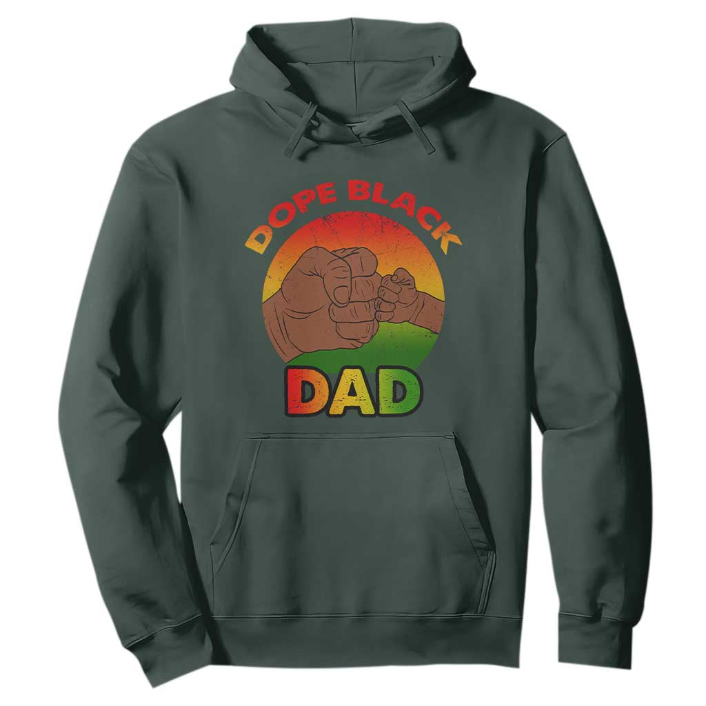 Dope Black Dad Hoodie Fist Bump Retro Vintage Father's Day Gift