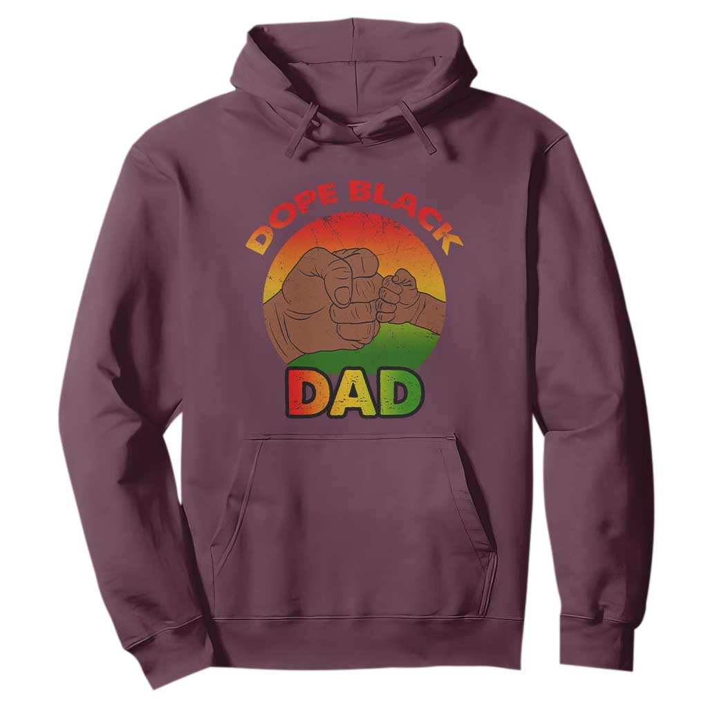 Dope Black Dad Hoodie Fist Bump Retro Vintage Father's Day Gift
