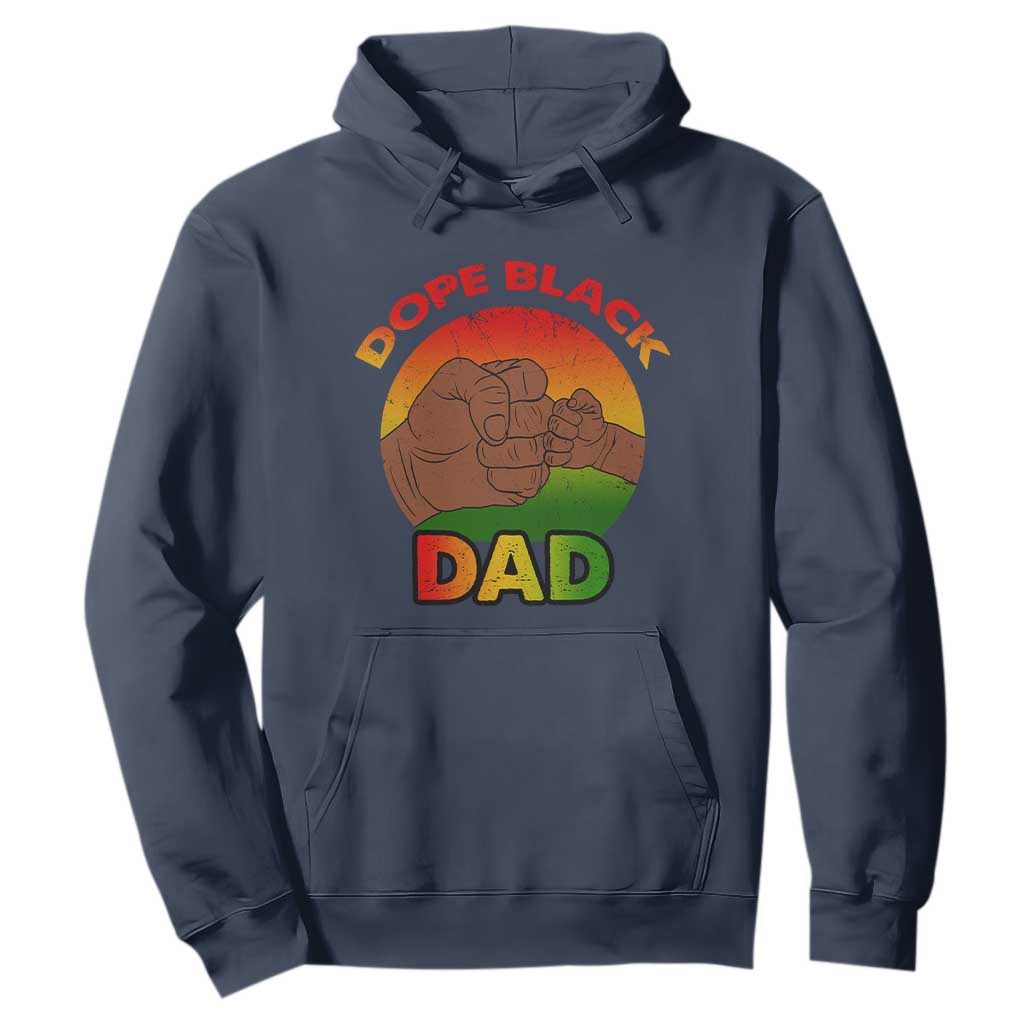 Dope Black Dad Hoodie Fist Bump Retro Vintage Father's Day Gift