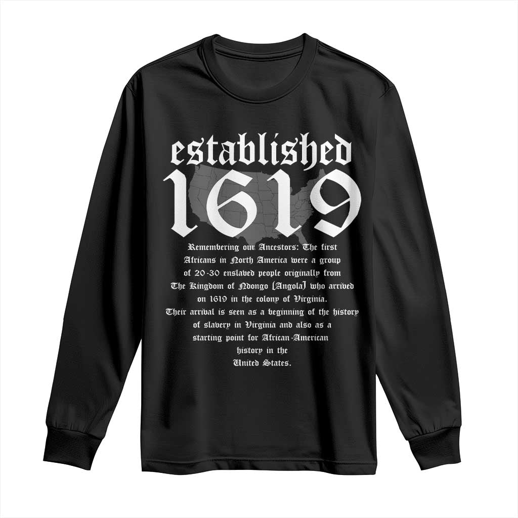 African American History Established 1619 Long Sleeve Shirt Project American Map Retro Vintage