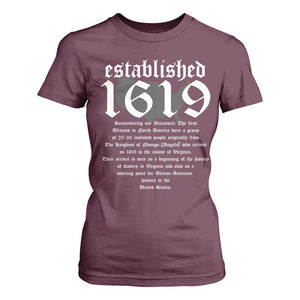 African American History Established 1619 T Shirt For Women Project American Map Retro Vintage