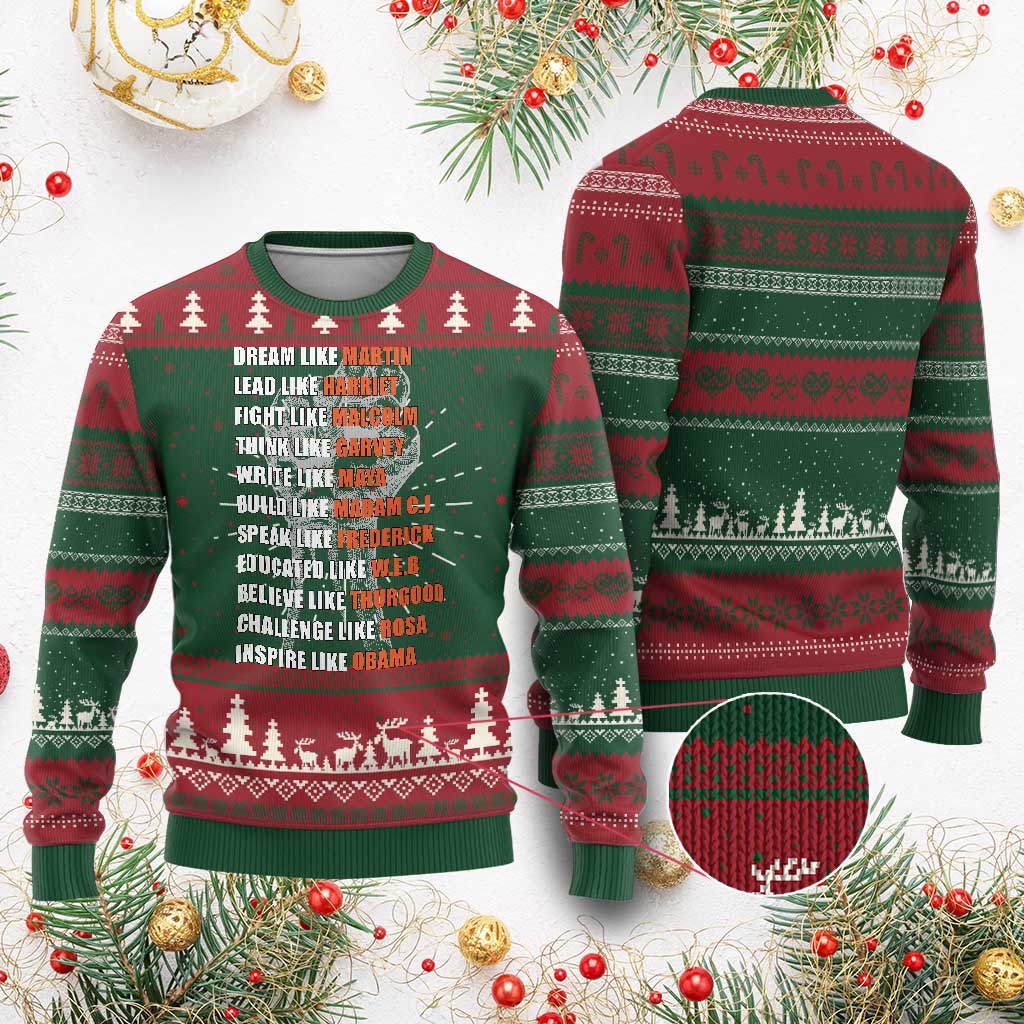 Inspirational Civil Right Leaders Ugly Christmas Sweater Dream Like Martin Black History African American Pride