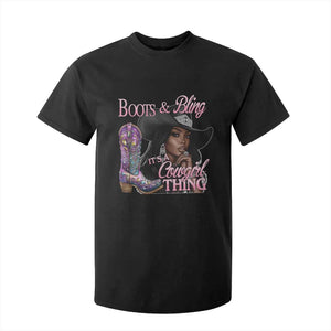 Melanin Cowgirl Boots & Bling T Shirt For Kid It's A Cowgirl Thing Black Girls