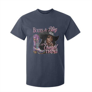 Melanin Cowgirl Boots & Bling T Shirt For Kid It's A Cowgirl Thing Black Girls