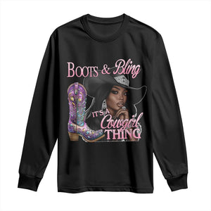 Melanin Cowgirl Boots & Bling Long Sleeve Shirt It's A Cowgirl Thing Black Girls