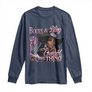 Melanin Cowgirl Boots & Bling Long Sleeve Shirt It's A Cowgirl Thing Black Girls