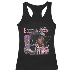 Melanin Cowgirl Boots & Bling Racerback Tank Top It's A Cowgirl Thing Black Girls