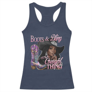 Melanin Cowgirl Boots & Bling Racerback Tank Top It's A Cowgirl Thing Black Girls