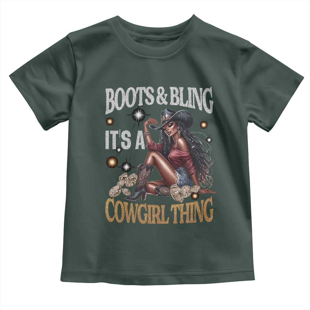 African Melanin Cowgirl Toddler T Shirt Boots & Bling It's A Cowgirl Thing Black History