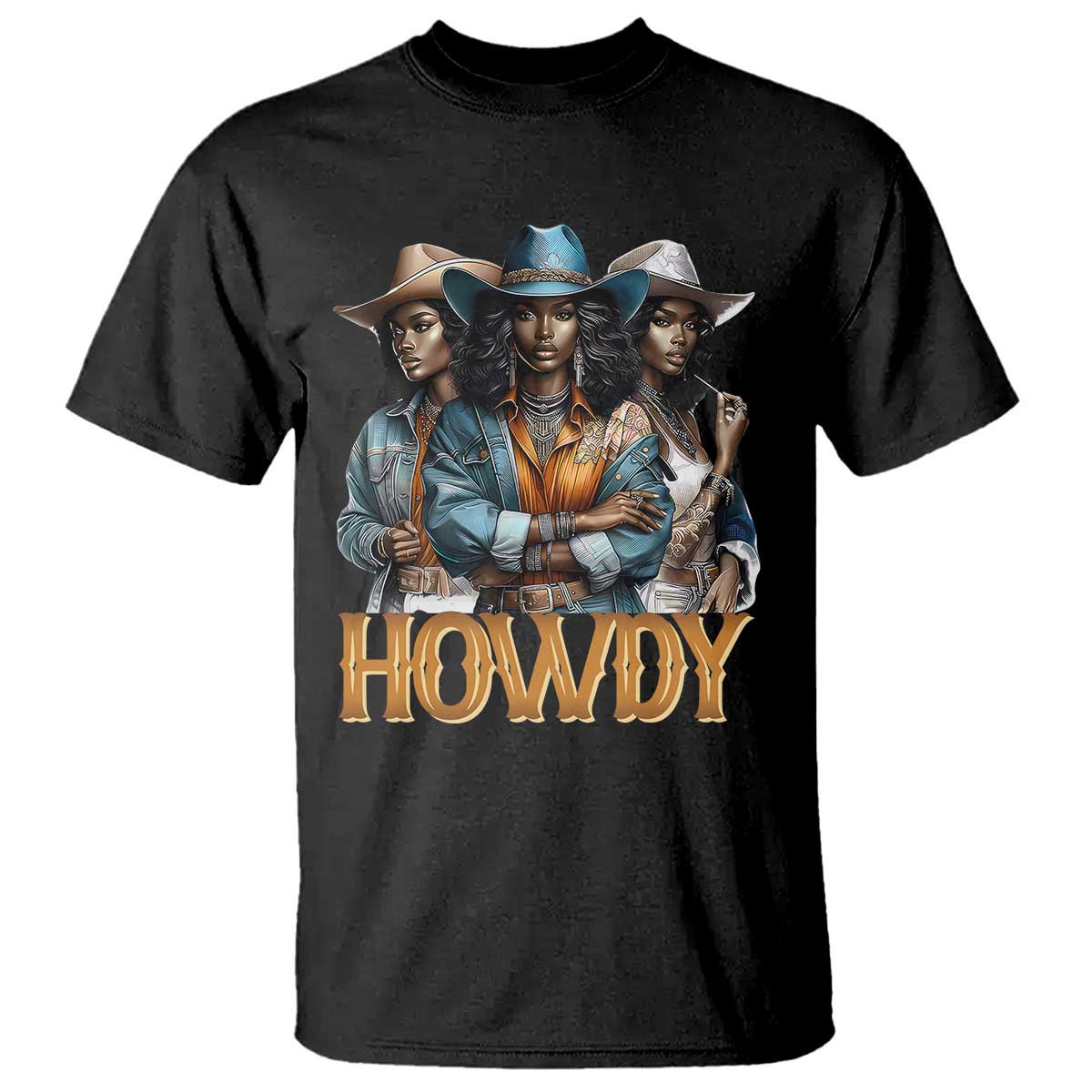 Howdy Melanin Cowgirl T Shirt Retro Western Rodeo Cowgirls Black History
