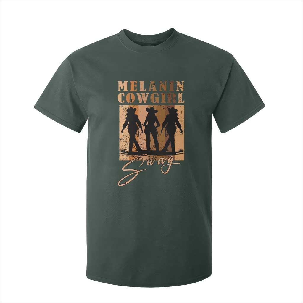 African Melanin Cowgirl Swag T Shirt For Kid Cowgirls Black History Pride Retro
