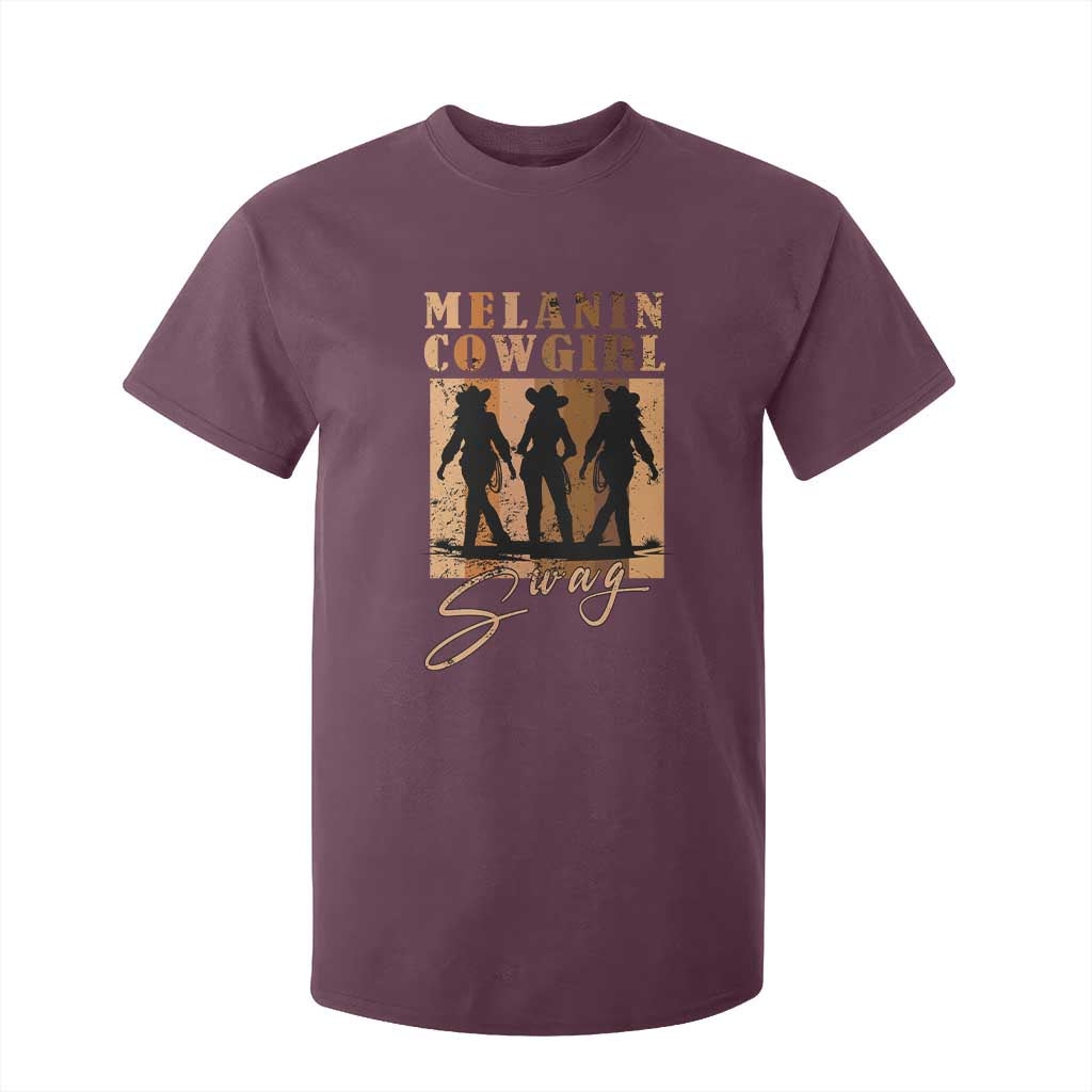 African Melanin Cowgirl Swag T Shirt For Kid Cowgirls Black History Pride Retro
