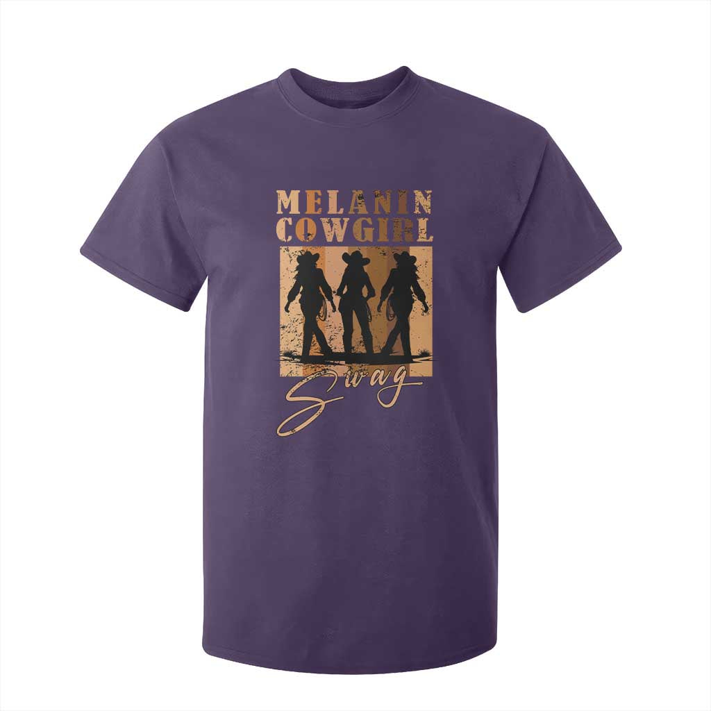 African Melanin Cowgirl Swag T Shirt For Kid Cowgirls Black History Pride Retro