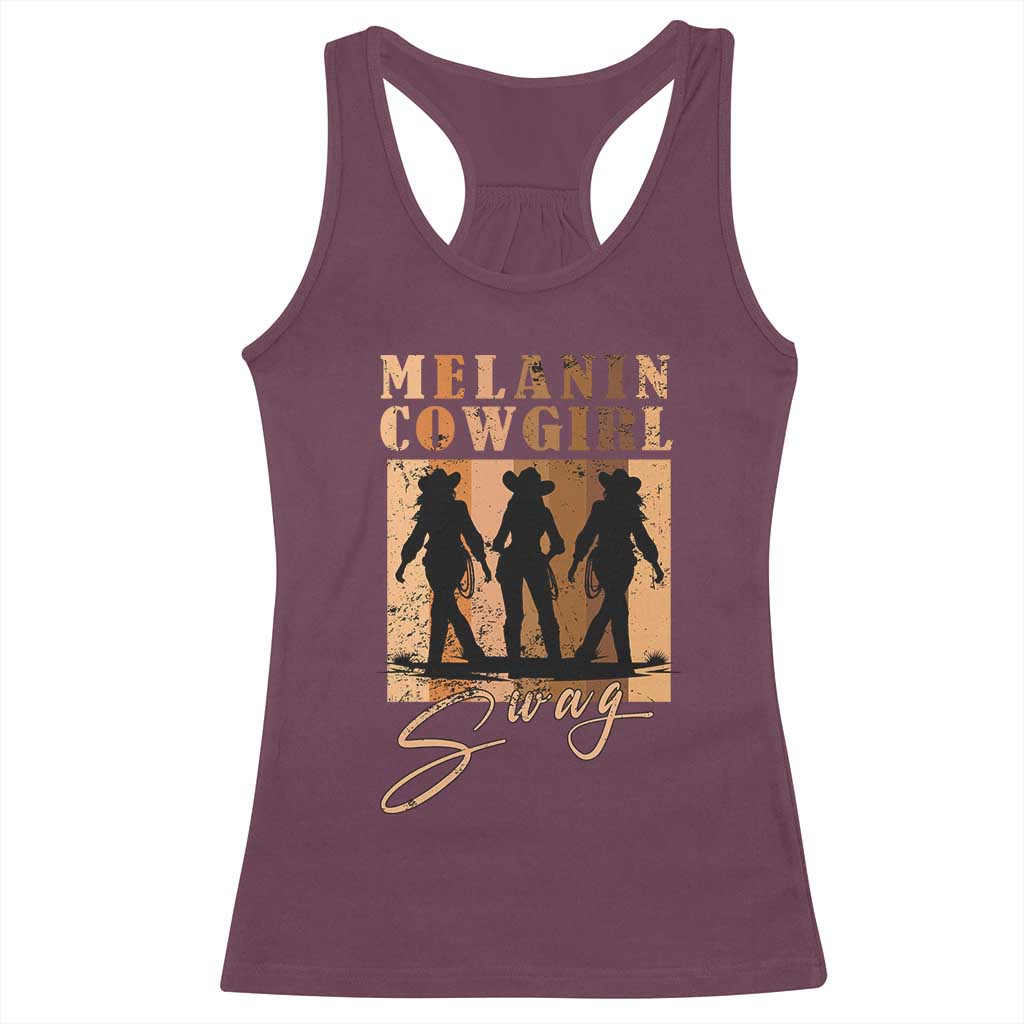 African Melanin Cowgirl Swag Racerback Tank Top Cowgirls Black History Pride Retro