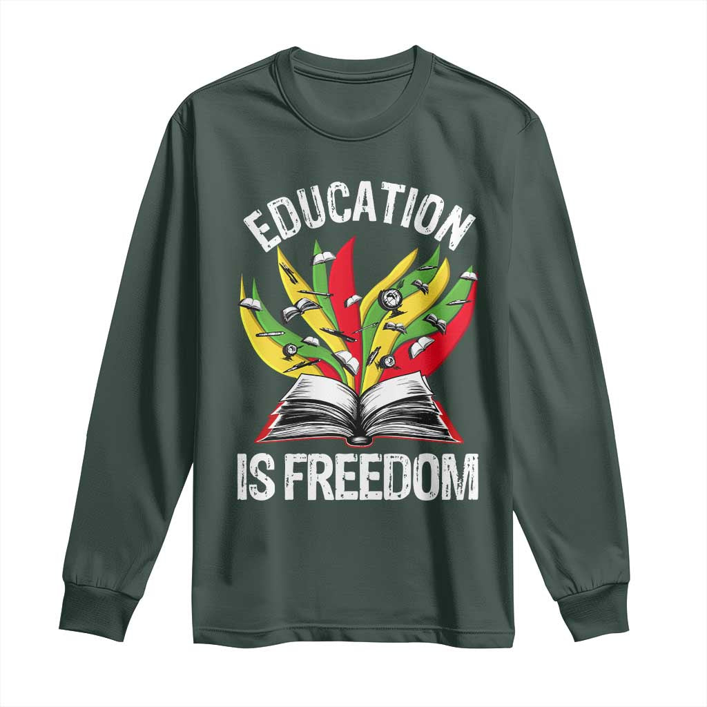 Black Education Is Freedom Long Sleeve Shirt Teaching History Month Books