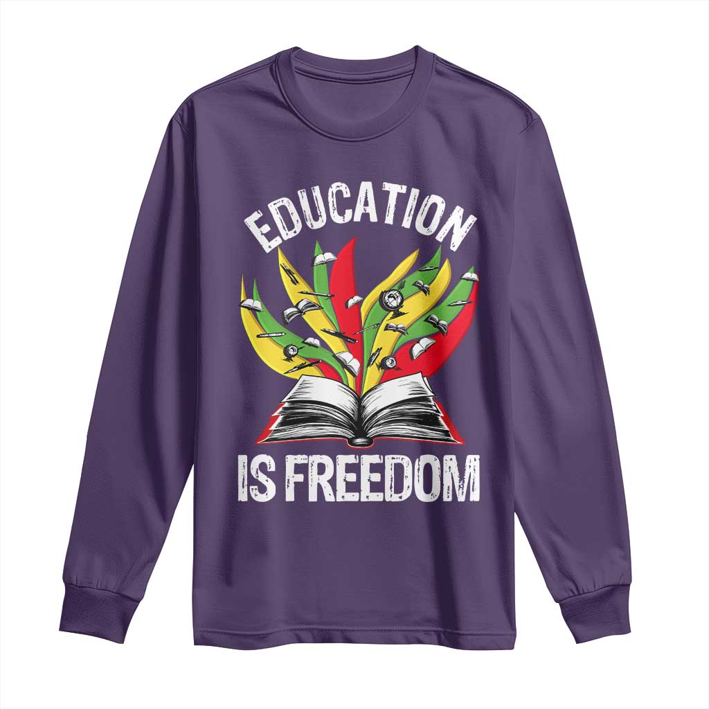 Black Education Is Freedom Long Sleeve Shirt Teaching History Month Books