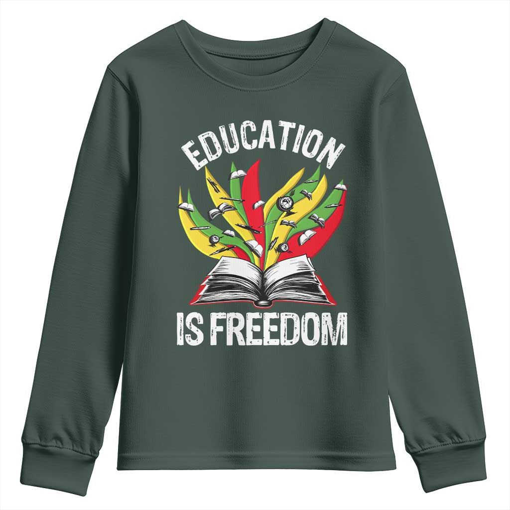 Black Education Is Freedom Youth Sweatshirt Teaching History Month Books
