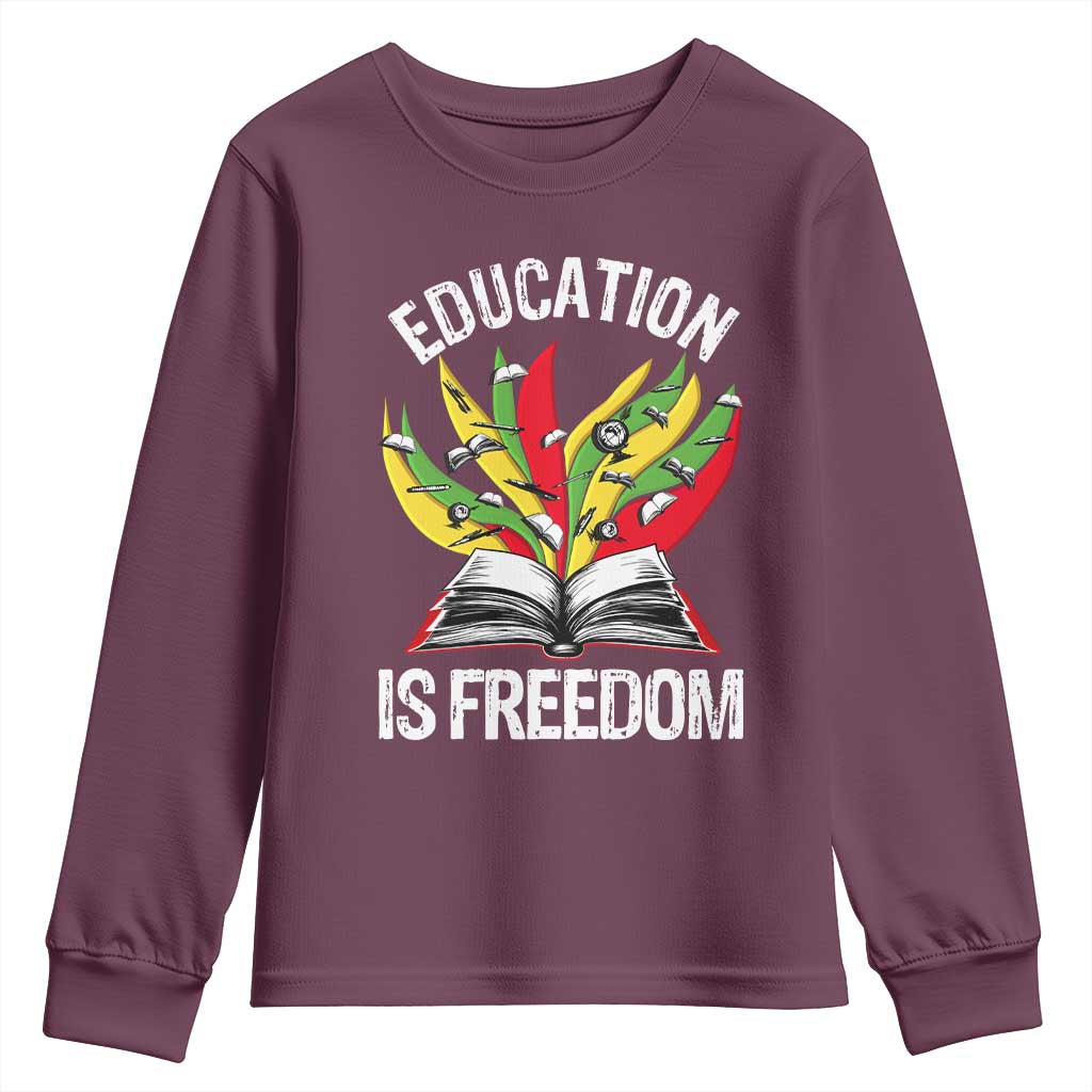 Black Education Is Freedom Youth Sweatshirt Teaching History Month Books