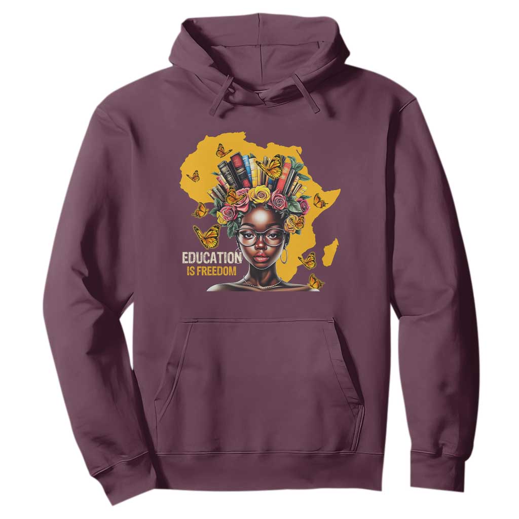Black Education Is Freedom Hoodie Black Teacher History Month Books