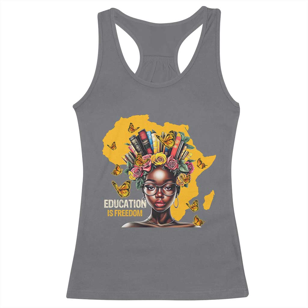 Black Education Is Freedom Racerback Tank Top Black Teacher History Month Books