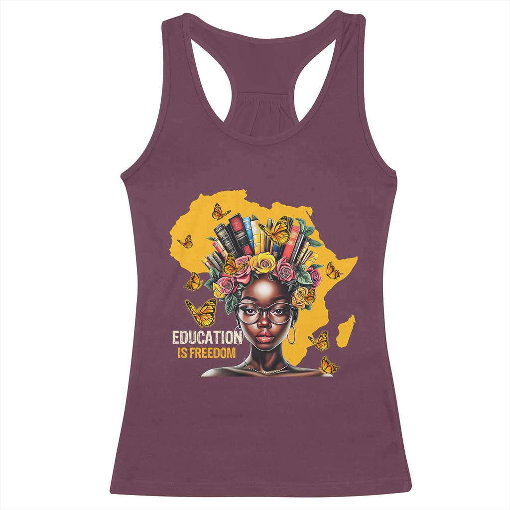 Black Education Is Freedom Racerback Tank Top Black Teacher History Month Books