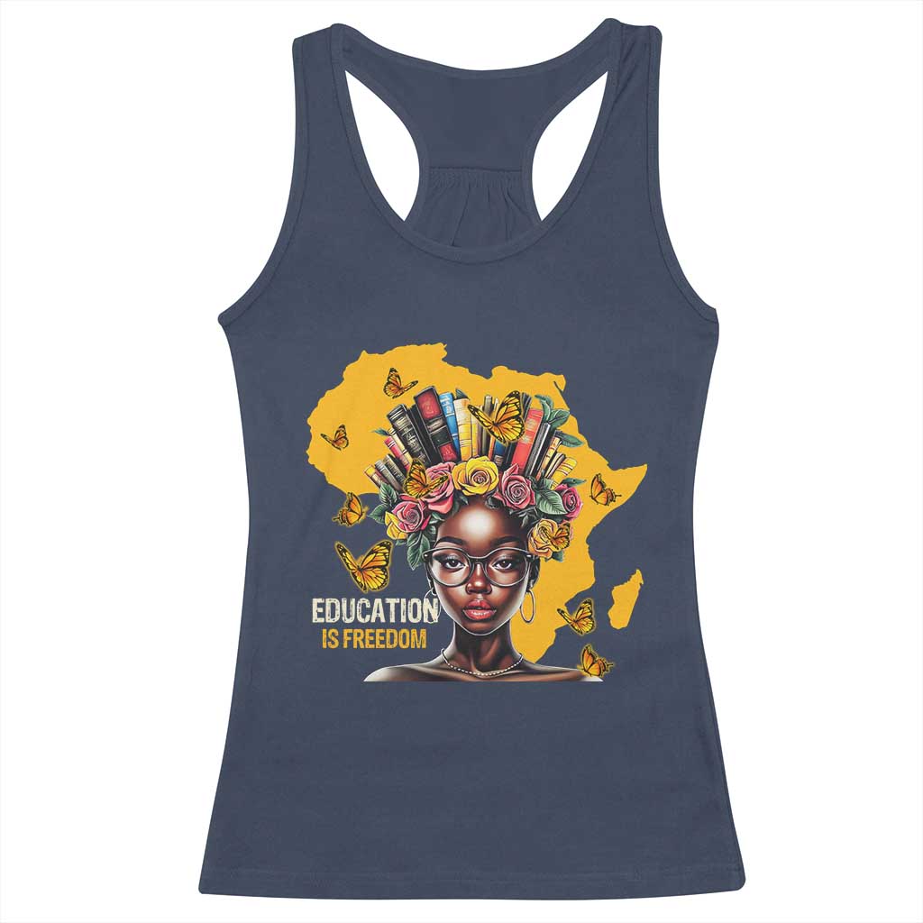 Black Education Is Freedom Racerback Tank Top Black Teacher History Month Books