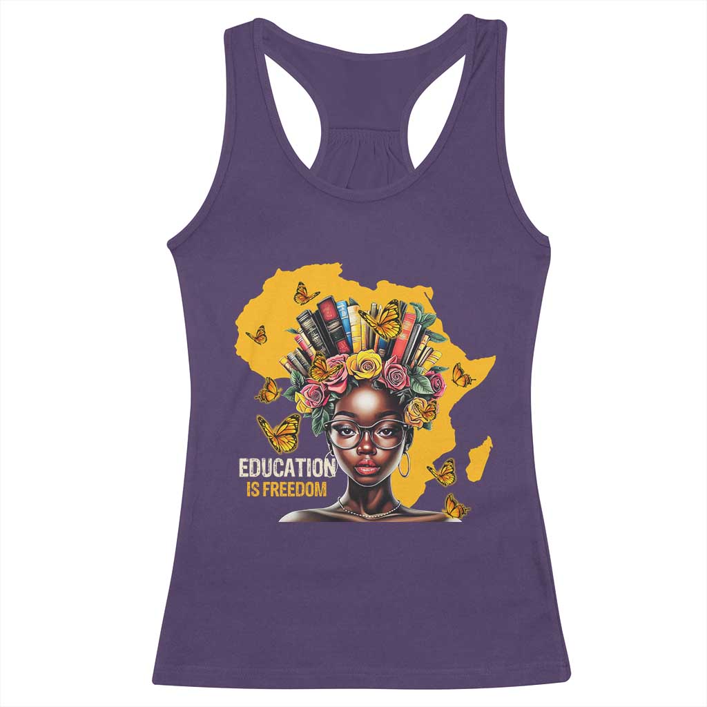 Black Education Is Freedom Racerback Tank Top Black Teacher History Month Books