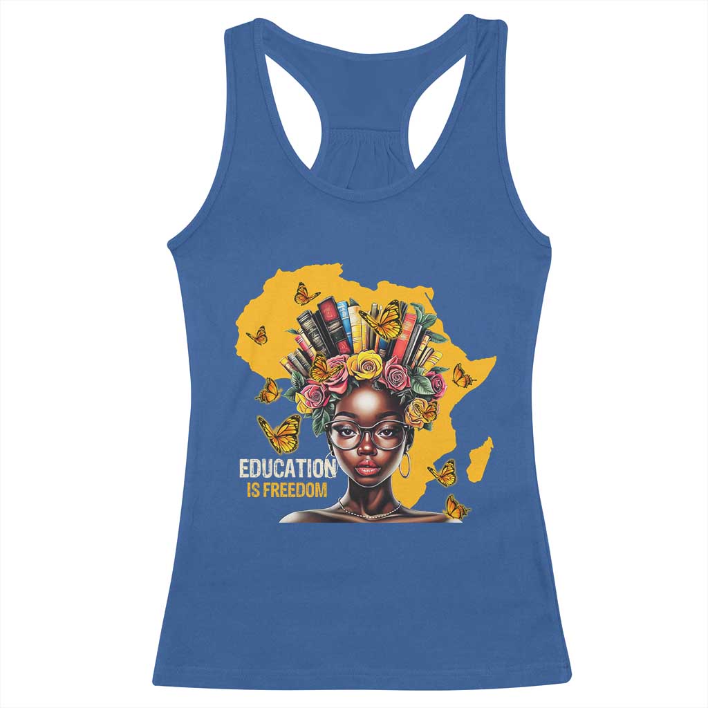 Black Education Is Freedom Racerback Tank Top Black Teacher History Month Books