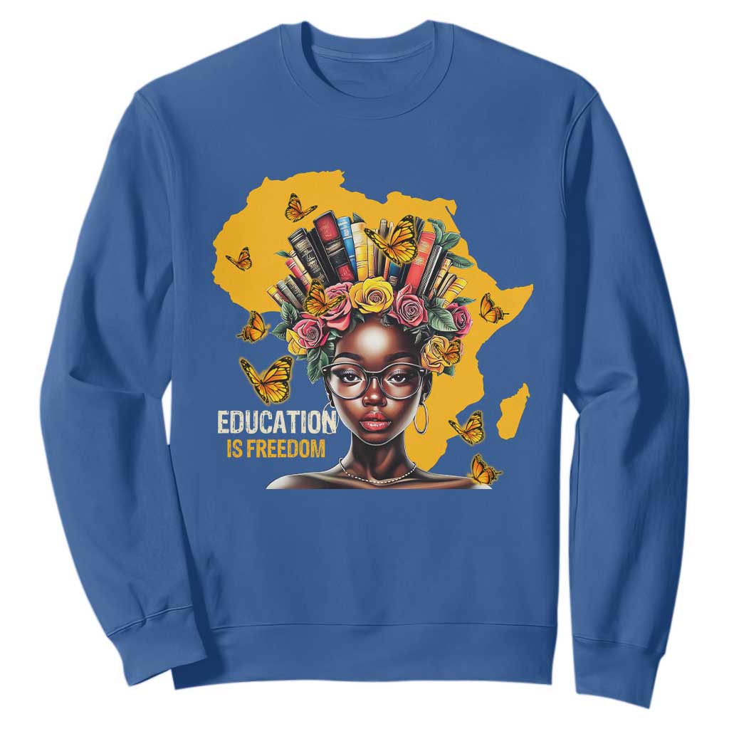 Black Education Is Freedom Sweatshirt Black Teacher History Month Books