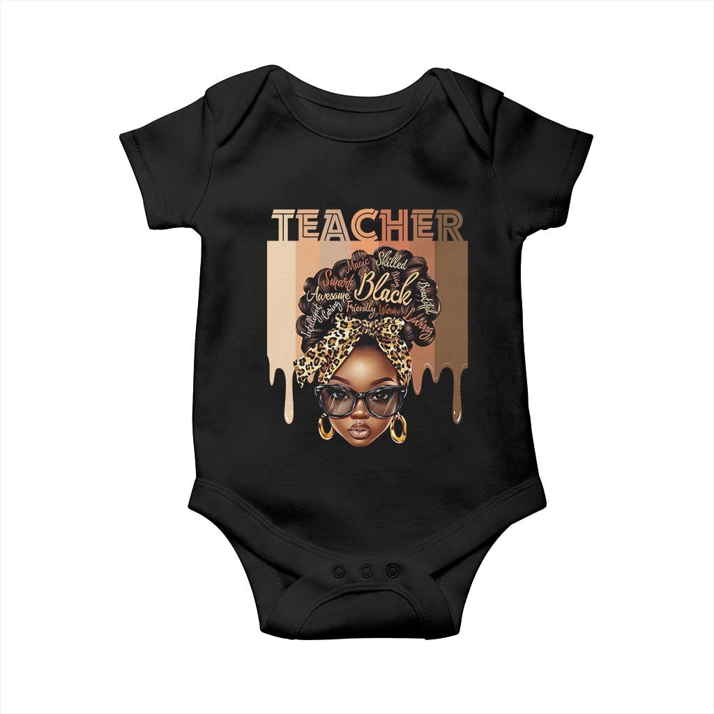 Black Teacher Magic Education Baby Onesie History Month Melanin Afro Hair