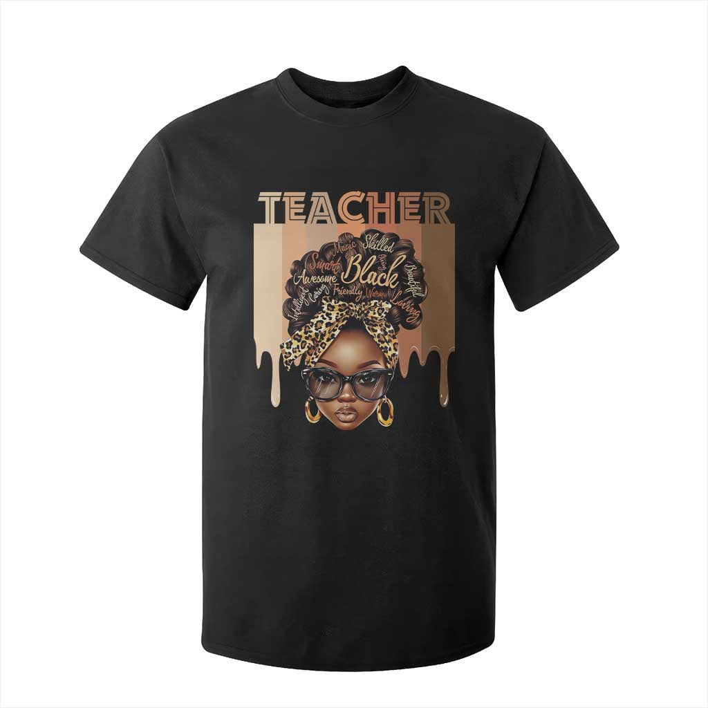 Black Teacher Magic Education T Shirt For Kid History Month Melanin Afro Hair