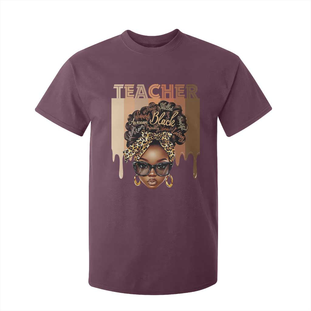 Black Teacher Magic Education T Shirt For Kid History Month Melanin Afro Hair