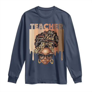 Black Teacher Magic Education Long Sleeve Shirt History Month Melanin Afro Hair