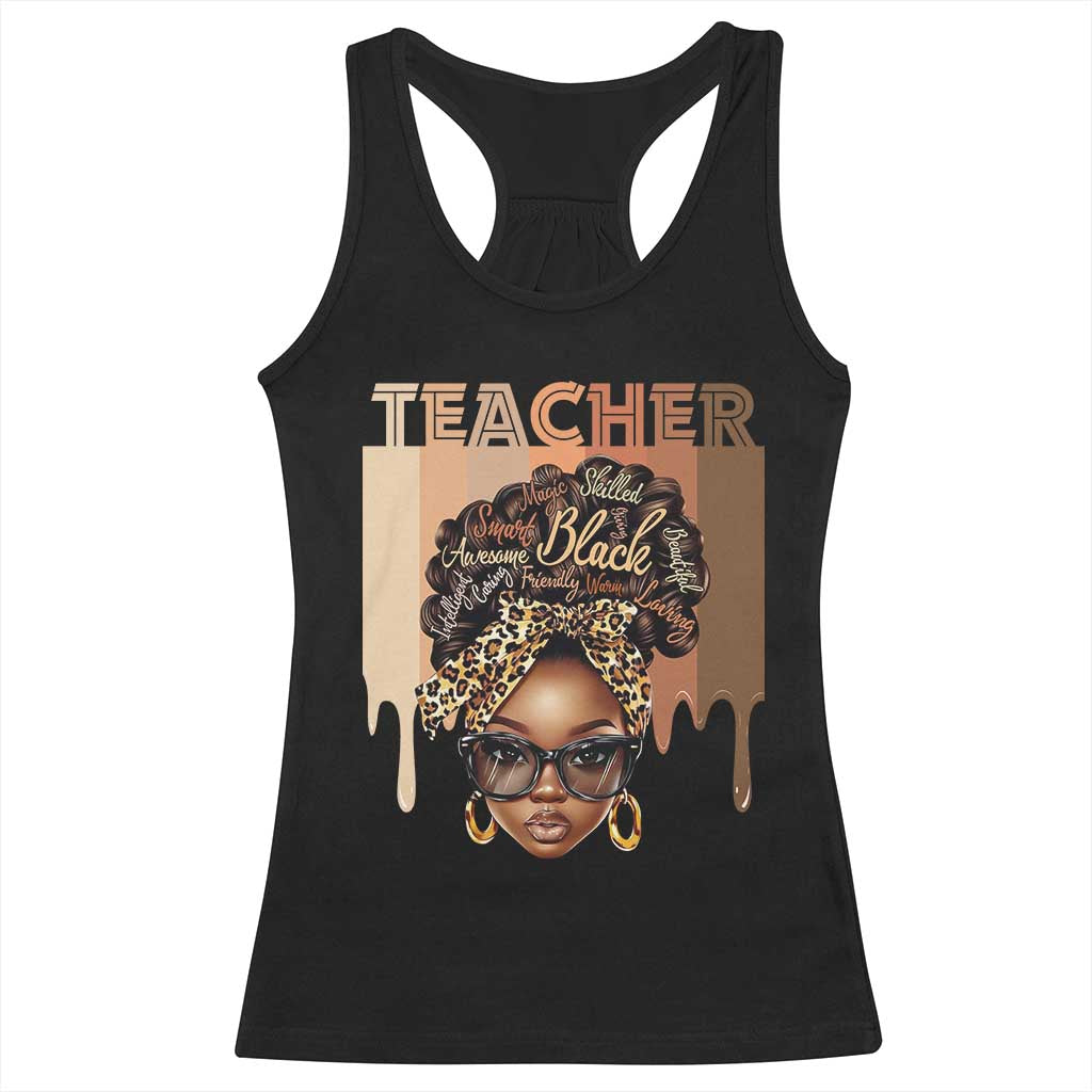 Black Teacher Magic Education Racerback Tank Top History Month Melanin Afro Hair