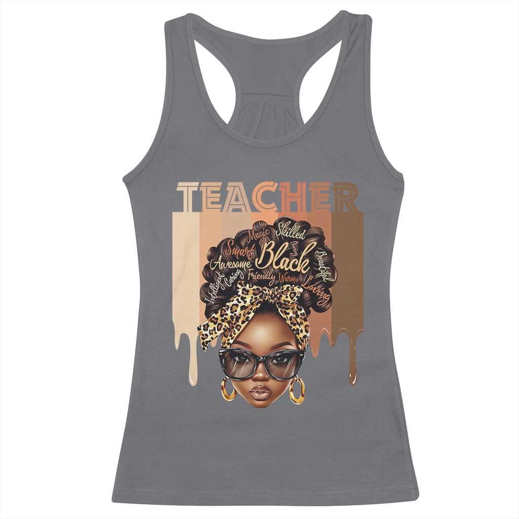 Black Teacher Magic Education Racerback Tank Top History Month Melanin Afro Hair